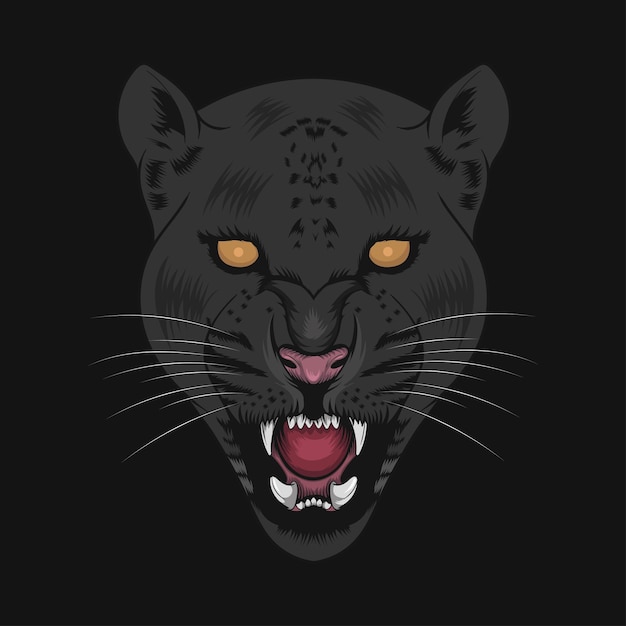 Vecteur illustration vectorielle de jaguar noir visage animal