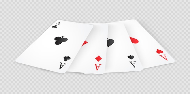 Illustration vectorielle d'un jeu de cartes à as Quatre as au poker, cartes à jouer, main gagnante