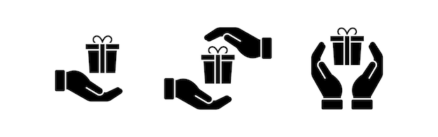 Illustration vectorielle de jeu d'icônes cadeau en main isolé