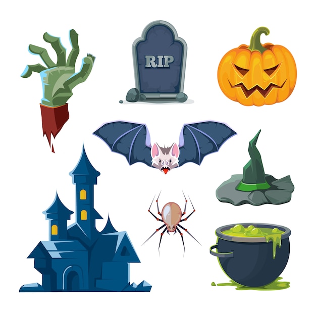 Illustration Vectorielle De Jeu D'icônes D'halloween