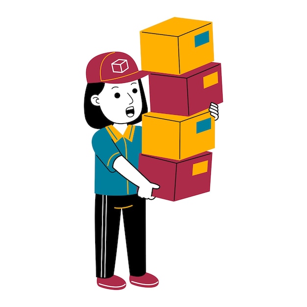 Illustration Vectorielle De Jeune Femme Courrier