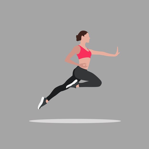 Illustration Vectorielle D'une Jeune Fille Faisant Des Exercices De Kung Fu Pour Un Corps Fort