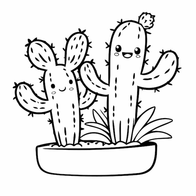 Illustration Vectorielle D'une Jolie Activité De Coloration De Griffons De Cactus Pour Les Enfants