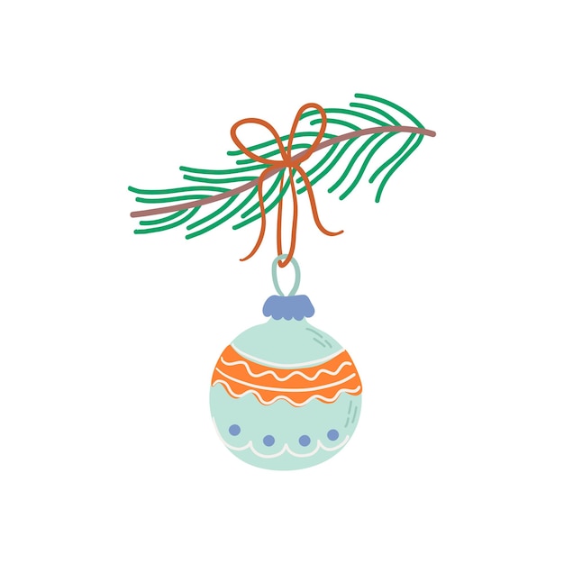 Illustration vectorielle de jouet de Noël isolé sur blanc. Décoration en verre de vacances d'hiver.