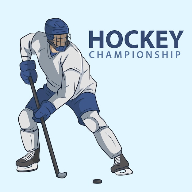 Illustration vectorielle de joueur de hockey sur fond bleu