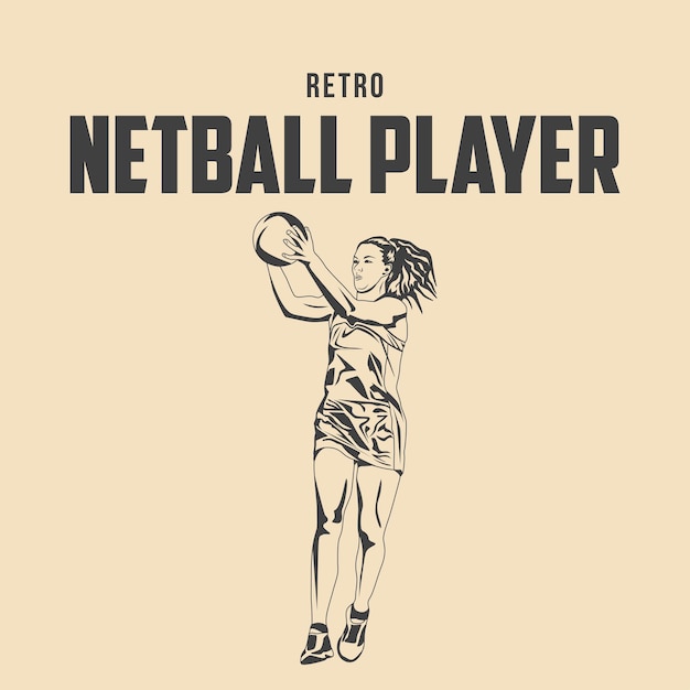 Illustration vectorielle de joueur de netball rétro