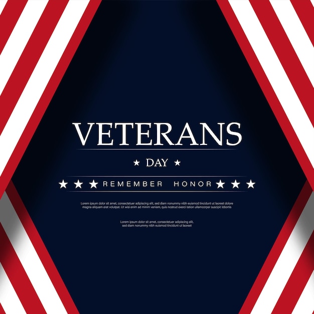 Illustration vectorielle de la journée des anciens combattants avec drapeau américain. 11 novembre.
