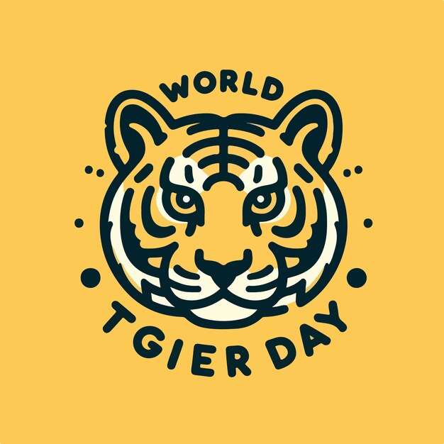 Vecteur illustration vectorielle de la journée mondiale du tigre avec le concept du logo de la tête de tigre