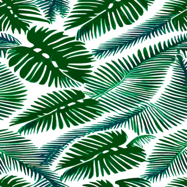 Illustration vectorielle de jungle avec motif de feuilles tropicales Impression d'été à la mode Turquoise transparente motif exotique