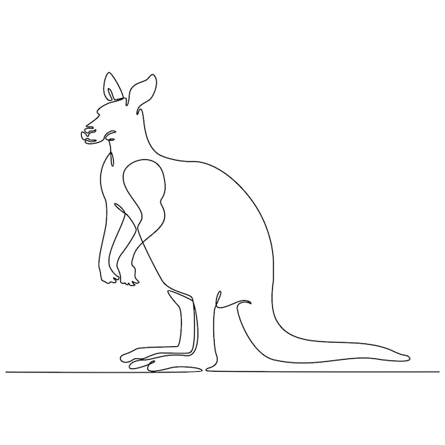illustration vectorielle de kangourou dessin au trait continu