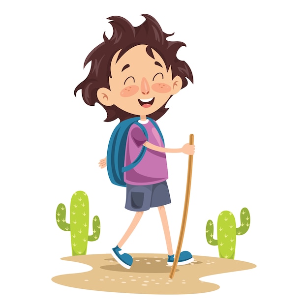 Illustration Vectorielle De Kid Trekking