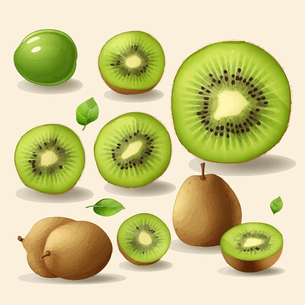 Illustration Vectorielle D'un Kiwi Dans Un Bol Pour Votre Blog Ou Livre De Recettes