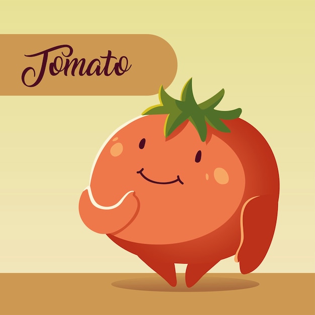 Illustration Vectorielle De Légumes Kawaii Dessin Animé Mignon Tomate