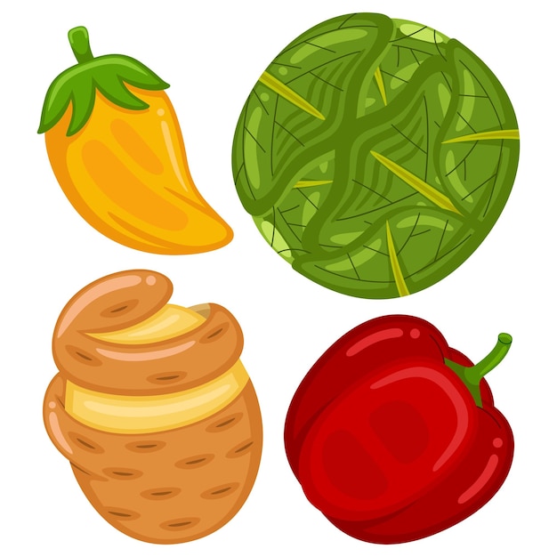 Illustration vectorielle de légumes mignons