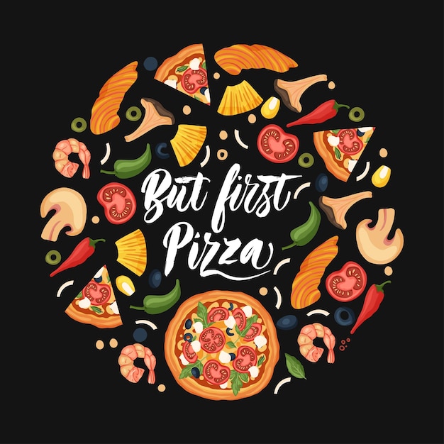 Illustration vectorielle de lettrage pizza