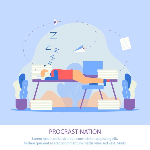 Illustration Vectorielle Lettrage De Procrastination.