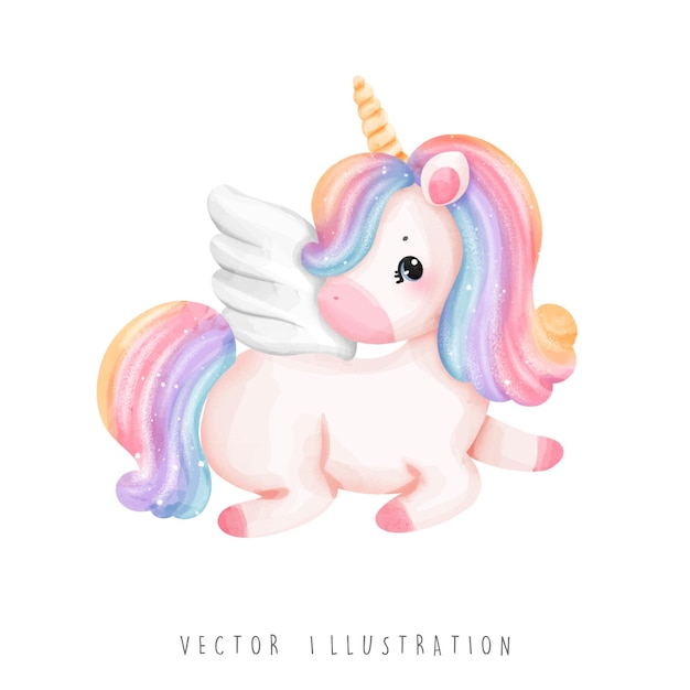 Illustration Vectorielle De Licorne Aquarelle Licorne