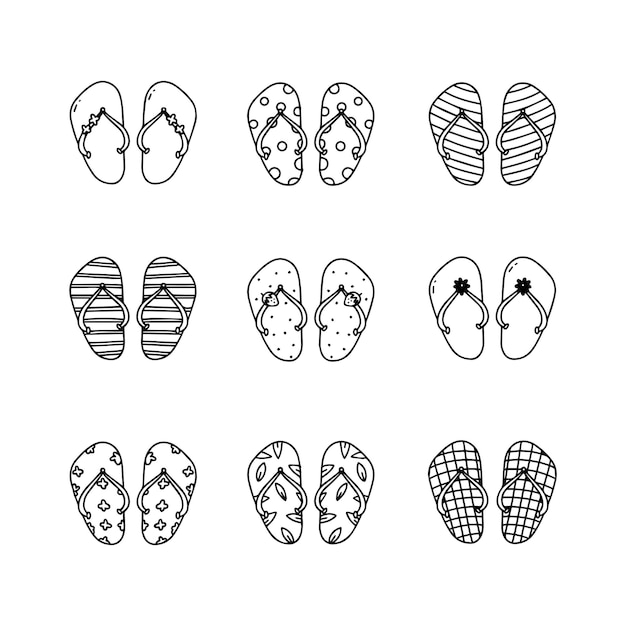 Illustration Vectorielle De La Ligne De Griffon De Flip Flops