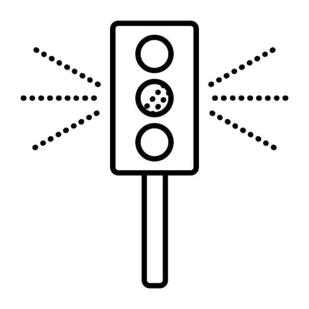 Illustration Vectorielle De La Ligne Noire Des Feux De Circulation Signe Routier Illustration Minimale Du Sémaphore