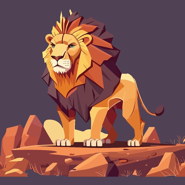 Illustration vectorielle de lion dessin animé