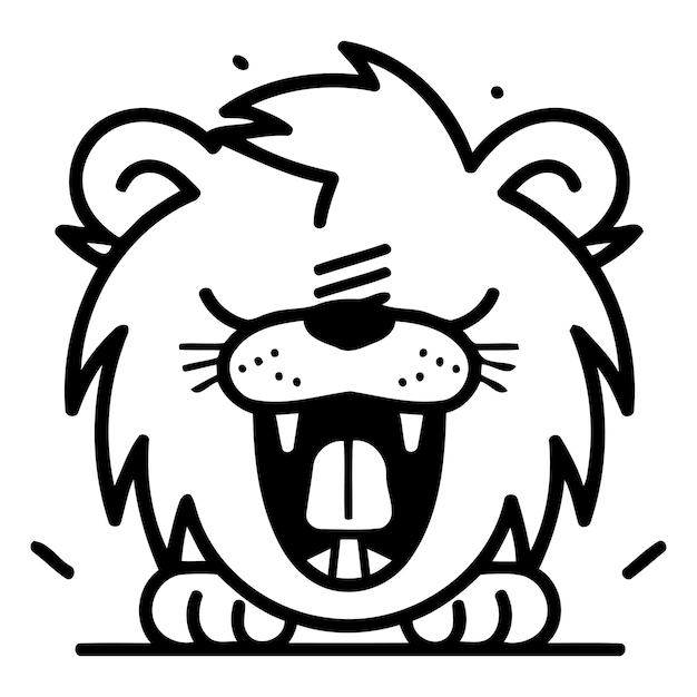 Illustration Vectorielle D'un Lion Mignon Et Drôle Design D'art En Ligne Pour Site Web Publicitaire Panneau D'affichage Et Impression