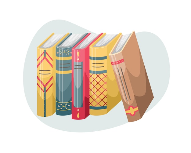 Illustration vectorielle de livres avec couvertures et dos dans un style rétro.