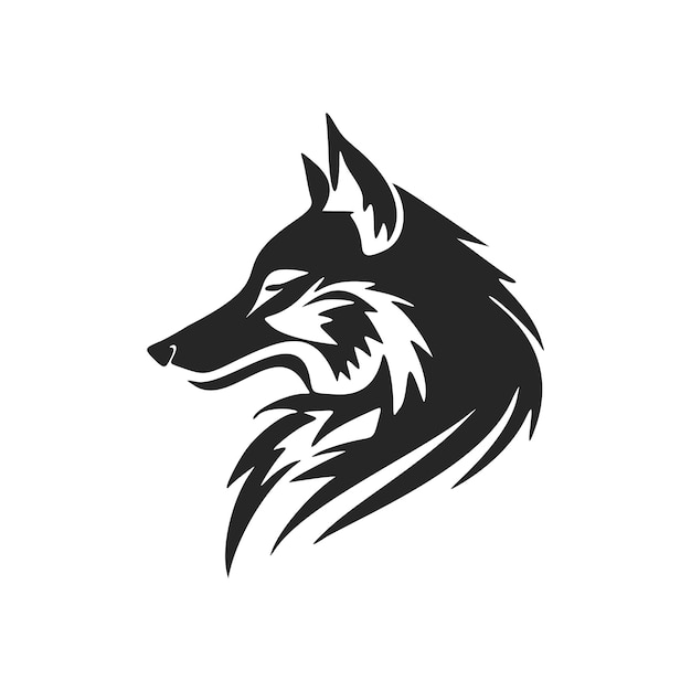 Illustration vectorielle de logo de loup noir et blanc à contraste élevé