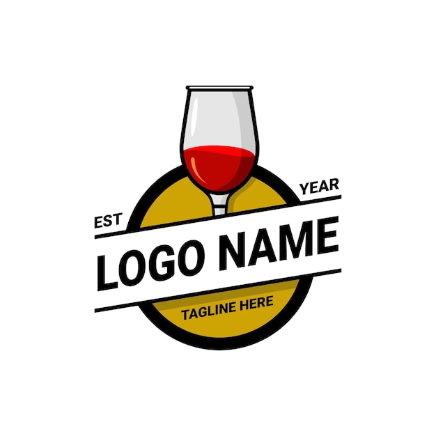 Illustration Vectorielle D'un Logo De Verre De Vin Rouge, Vecteur De Logo De Bar