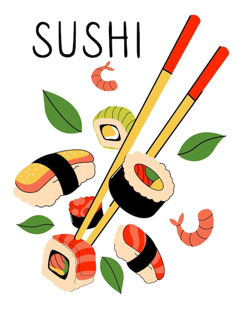 Illustration vectorielle lumineuse de la cuisine asiatique