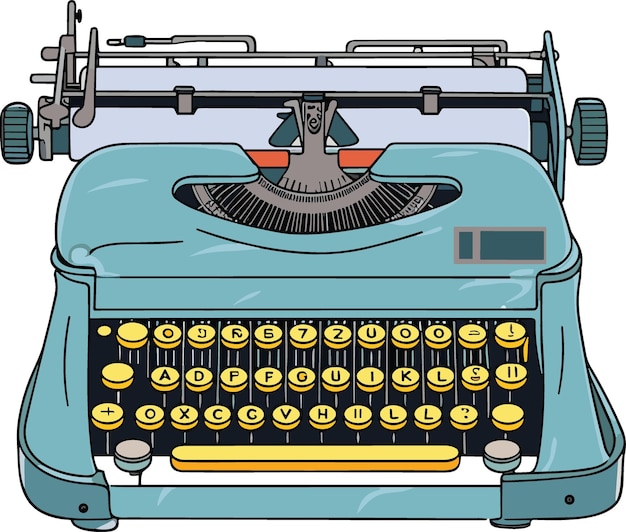 Illustration vectorielle de machine à écrire vintage isolée sur fond blanc