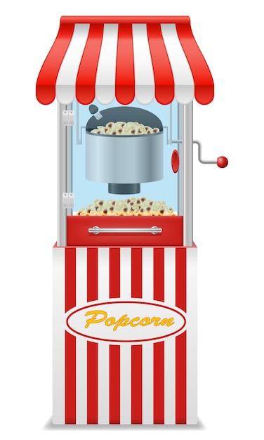 Vecteur illustration vectorielle de la machine à faire du pop-corn pour les collations sucrées