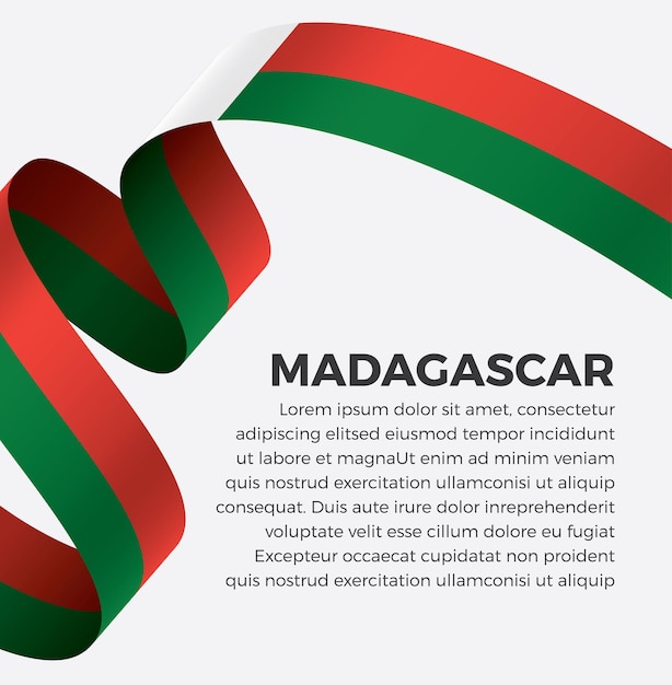 Illustration vectorielle de Madagascar ruban drapeau sur fond blanc Vecteur Premium