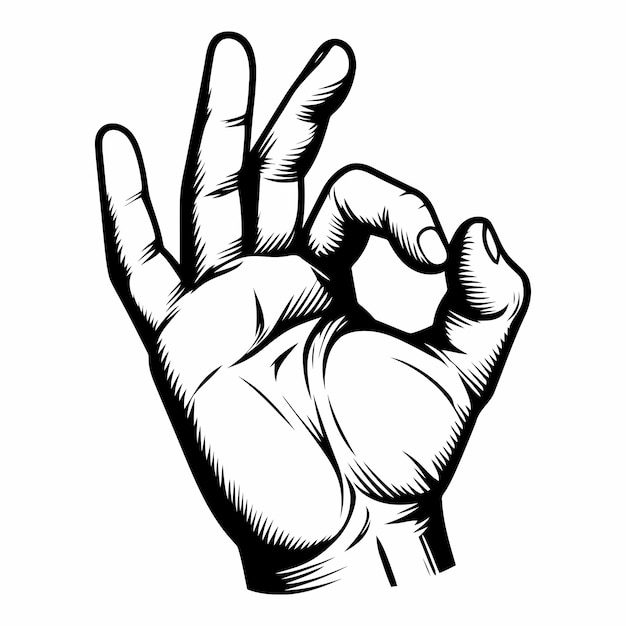 Vecteur illustration vectorielle d'une main faisant un signe ok