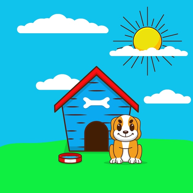 Illustration vectorielle de maison de chien