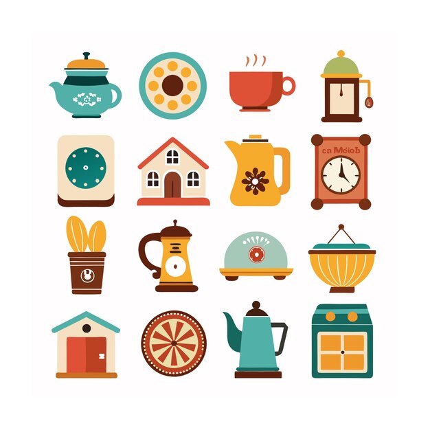 Illustration vectorielle de la maison et du jeu d'icônes vivantes