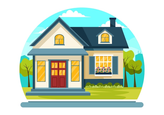 Illustration vectorielle de la maison ouverte pour l'inspection de la propriété Bienvenue dans votre nouveau service immobilier de maison