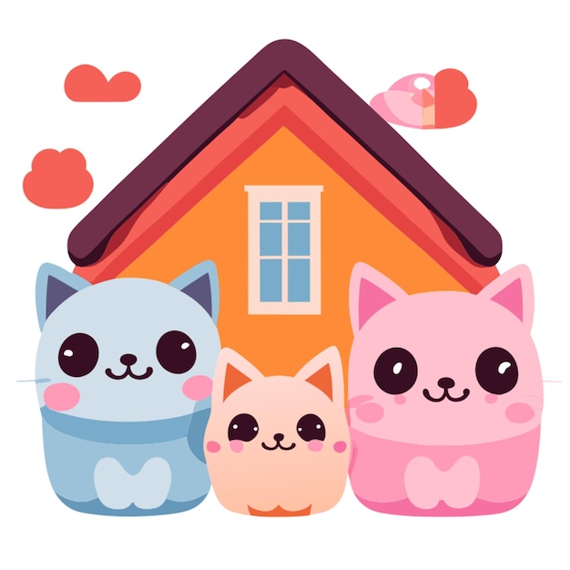 Illustration Vectorielle Des Maisons Kawaii