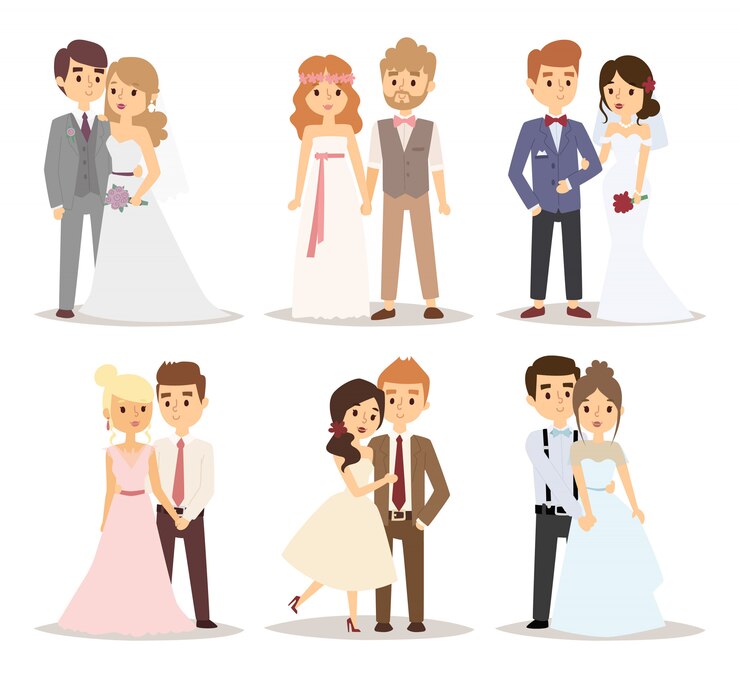 Vecteur illustration vectorielle de mariage couple