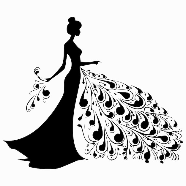 Vecteur illustration vectorielle de mariage fille noire silhouette