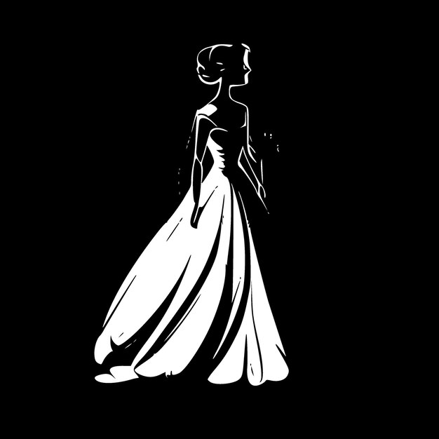 Illustration Vectorielle De Mariée Minimaliste Et Simple Silhouette