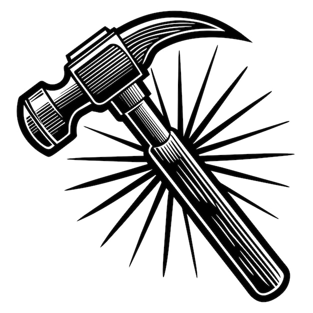 Vecteur l'illustration vectorielle des marteaux croisés logo du marteau à griffes symbole du charpentier