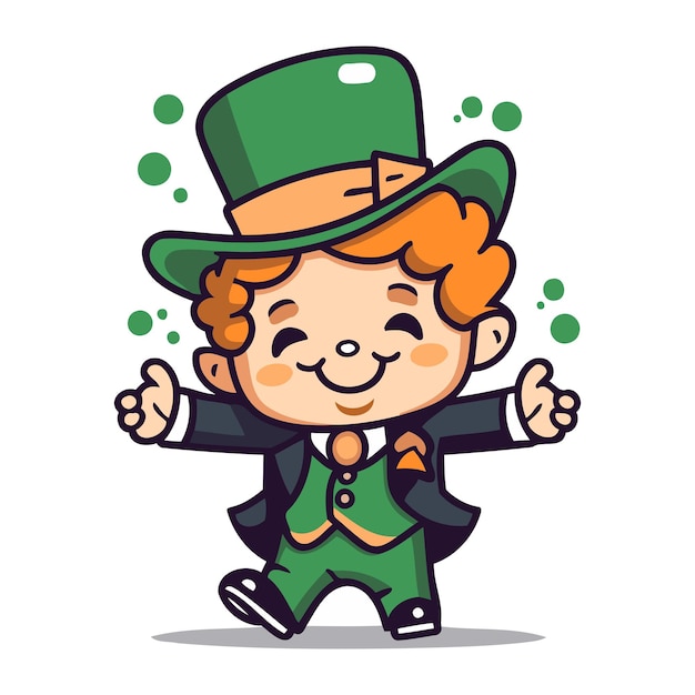 L'illustration vectorielle de la mascotte du dessin animé Leprechaun Boy