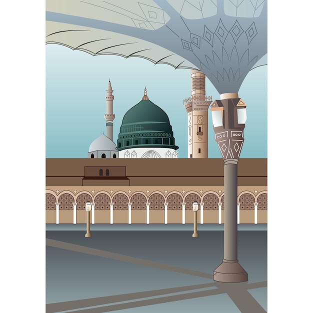 Vecteur illustration vectorielle de masjid nabawi à madina