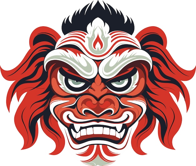 illustration vectorielle de masque de barong balien sur un fond isolé masques de barong balinais pour design de t-shirt autocollant et art mural