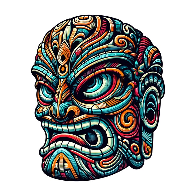 Vecteur une illustration vectorielle d'un masque tiki montrant ses détails complexes et sa signification culturelle