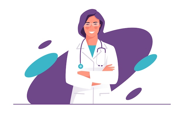 Illustration vectorielle d'un médecin médecin thérapeute avec stéthoscope