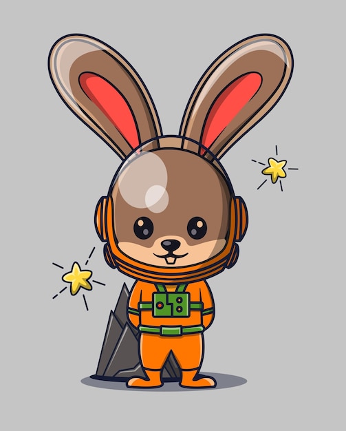 Vecteur illustration vectorielle d'un mignon astronaute lapin debout