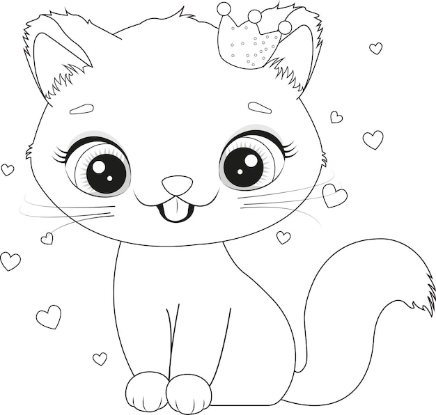 Illustration Vectorielle Mignon Bébé Chaton à Colorier