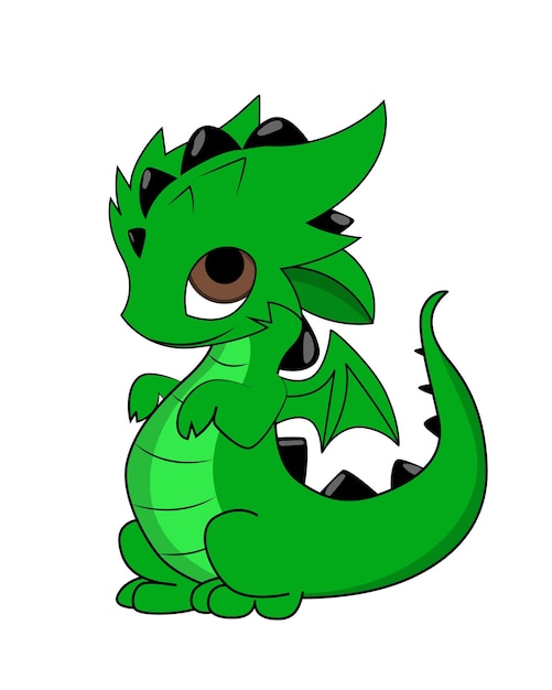 Vecteur illustration vectorielle de mignon bébé dragon vert personnage dessin animé