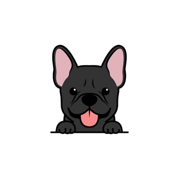 Illustration vectorielle de mignon bouledogue français chiot couleur noire dessin animé